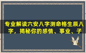  专业解读六安八字测命格生辰八  字，揭秘你的感情、事业、子女运势！